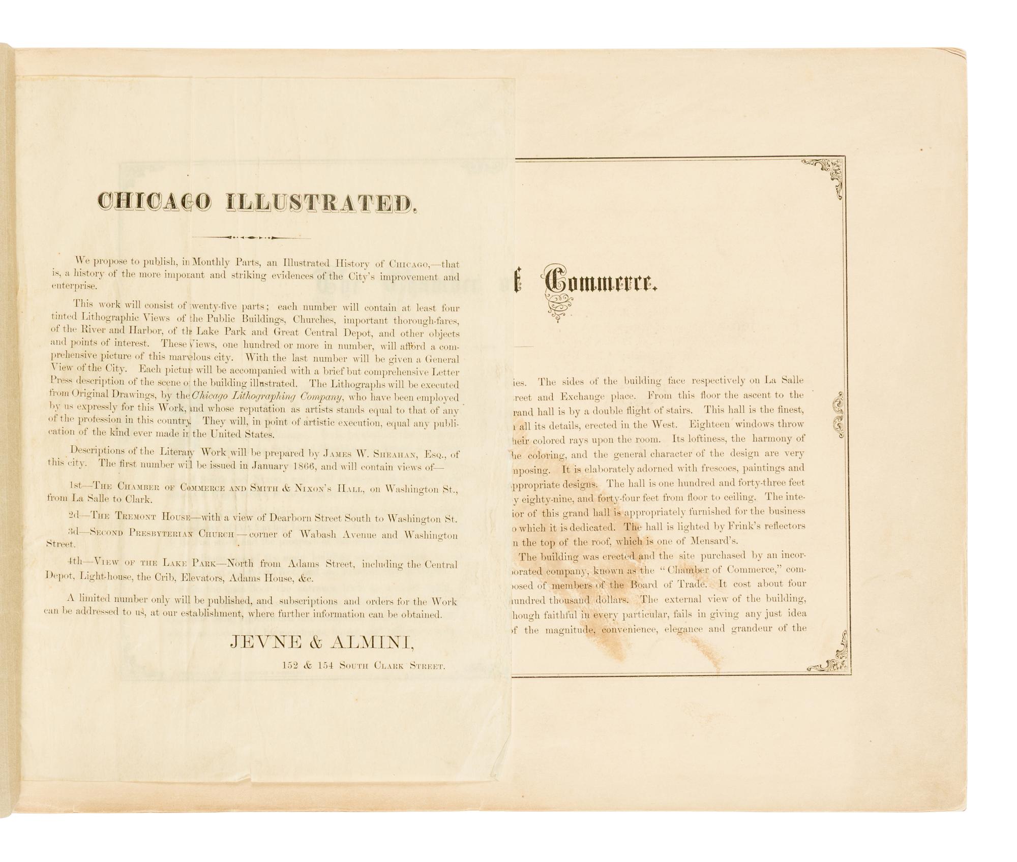 [AMERICANA]. Chicago Illustrated. Literary Descriptions by James W. Sheahan . Chicago: Jevne & Almini, January 1866-January 1867.