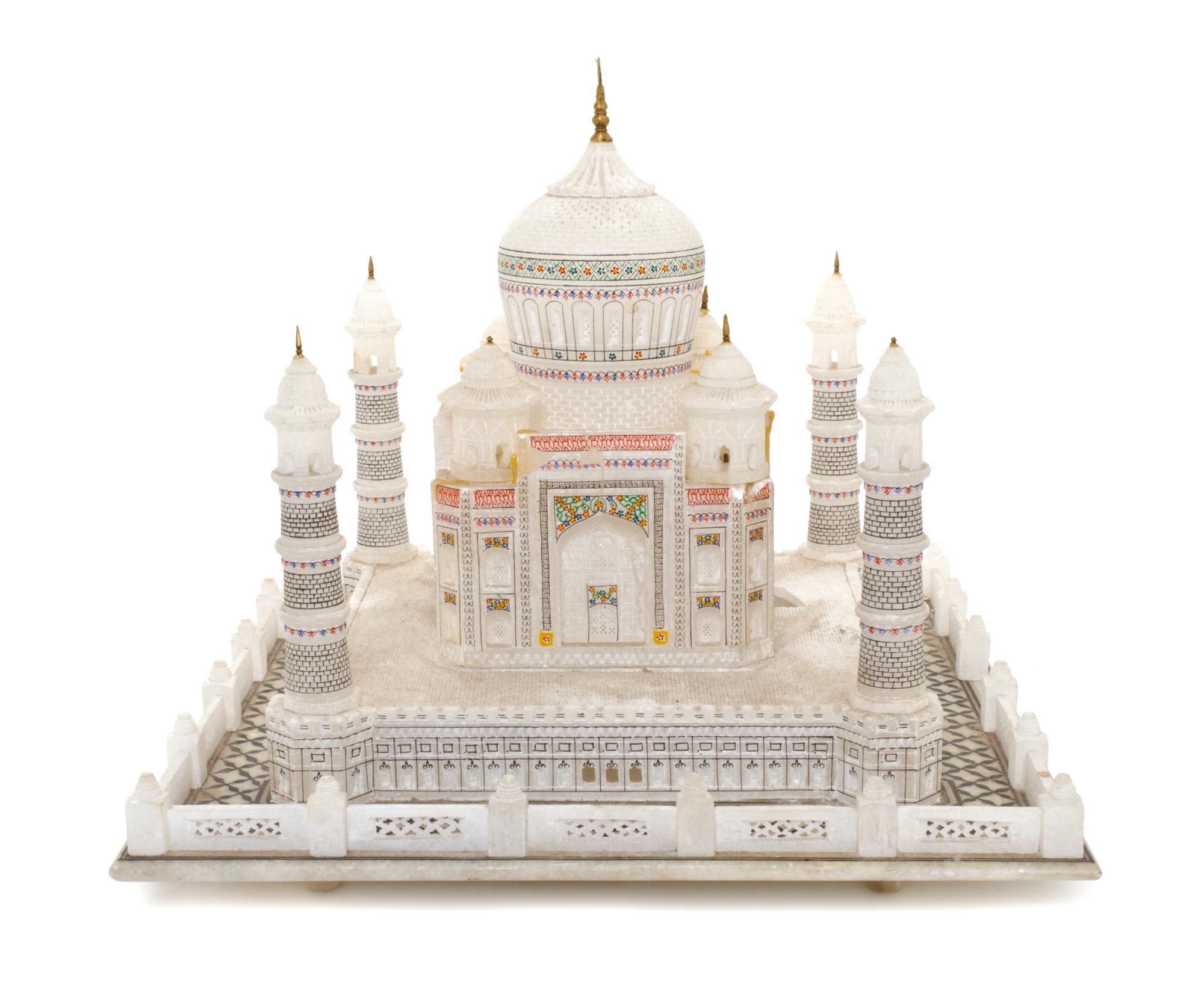 A Grand Tour Alabaster Architectural Model, Height 12 x width 14 x depth 13 3/4 inches.