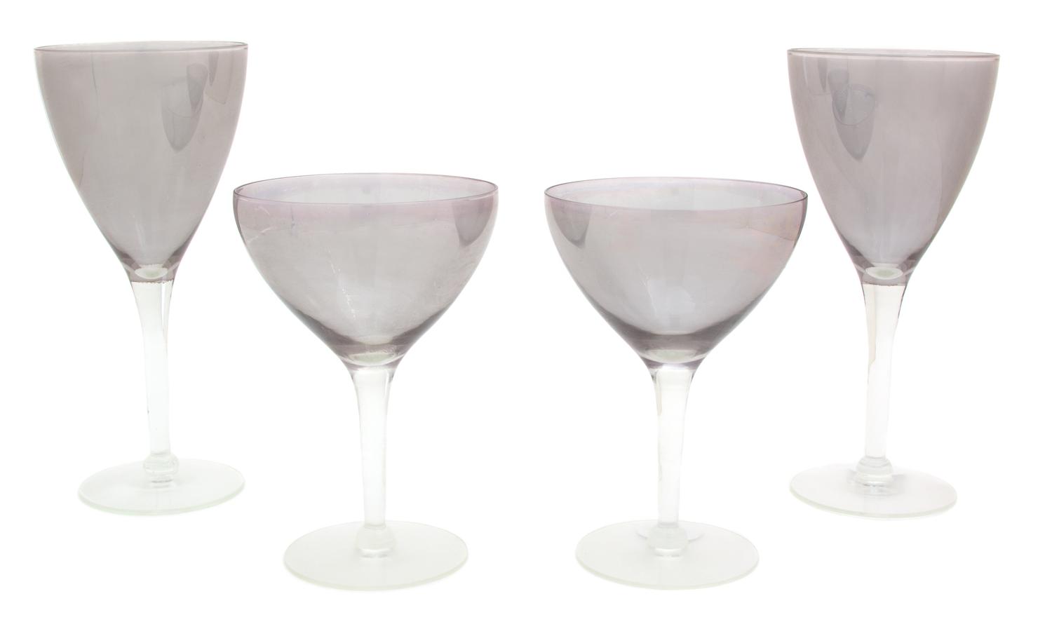 A Collection of Iridescent Glass Stemware Height of largest 7 1/2 inches. — 20TH CENTURY
