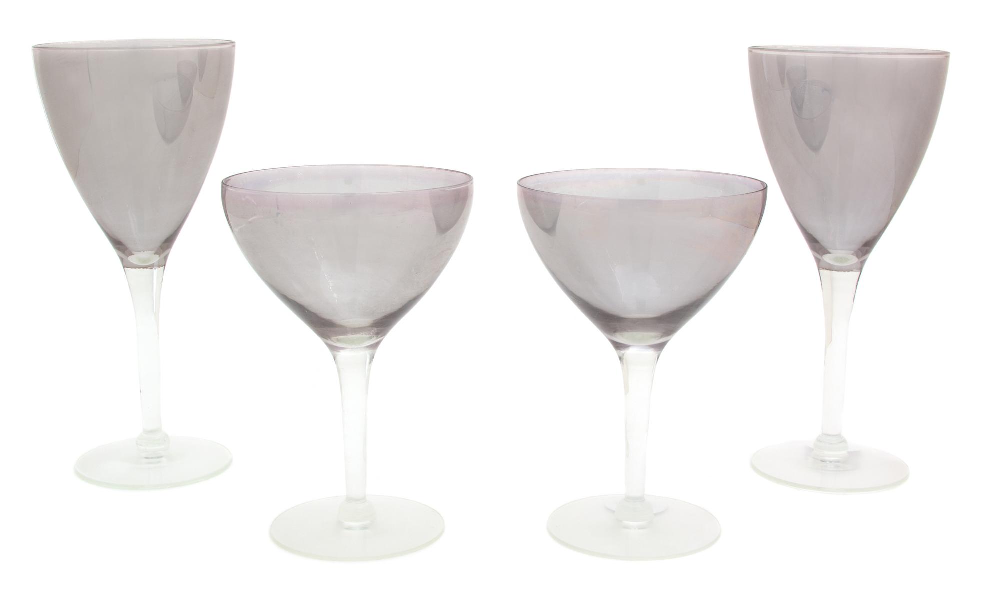 A Collection of Iridescent Glass Stemware Height of largest 7 1/2 inches. — 20TH CENTURY