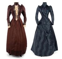 Two Silk Bustle Dresses, 1890s