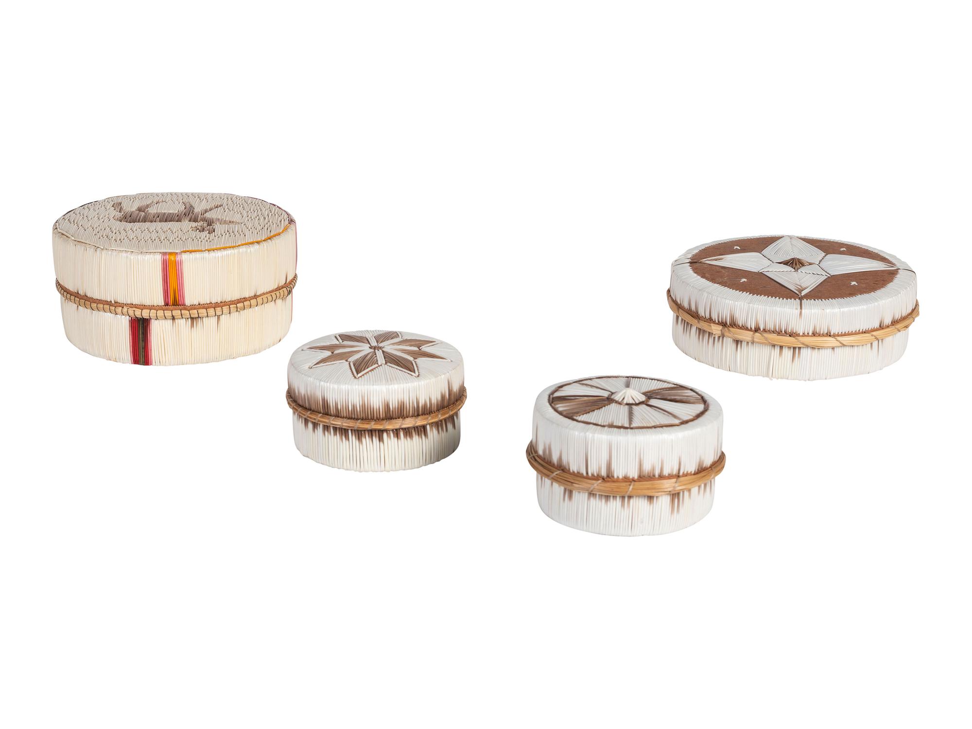 Anishinaabe Quilled Birchbark Boxes