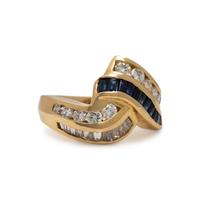 Diamond, Sapphire, and Yellow Gold Ring