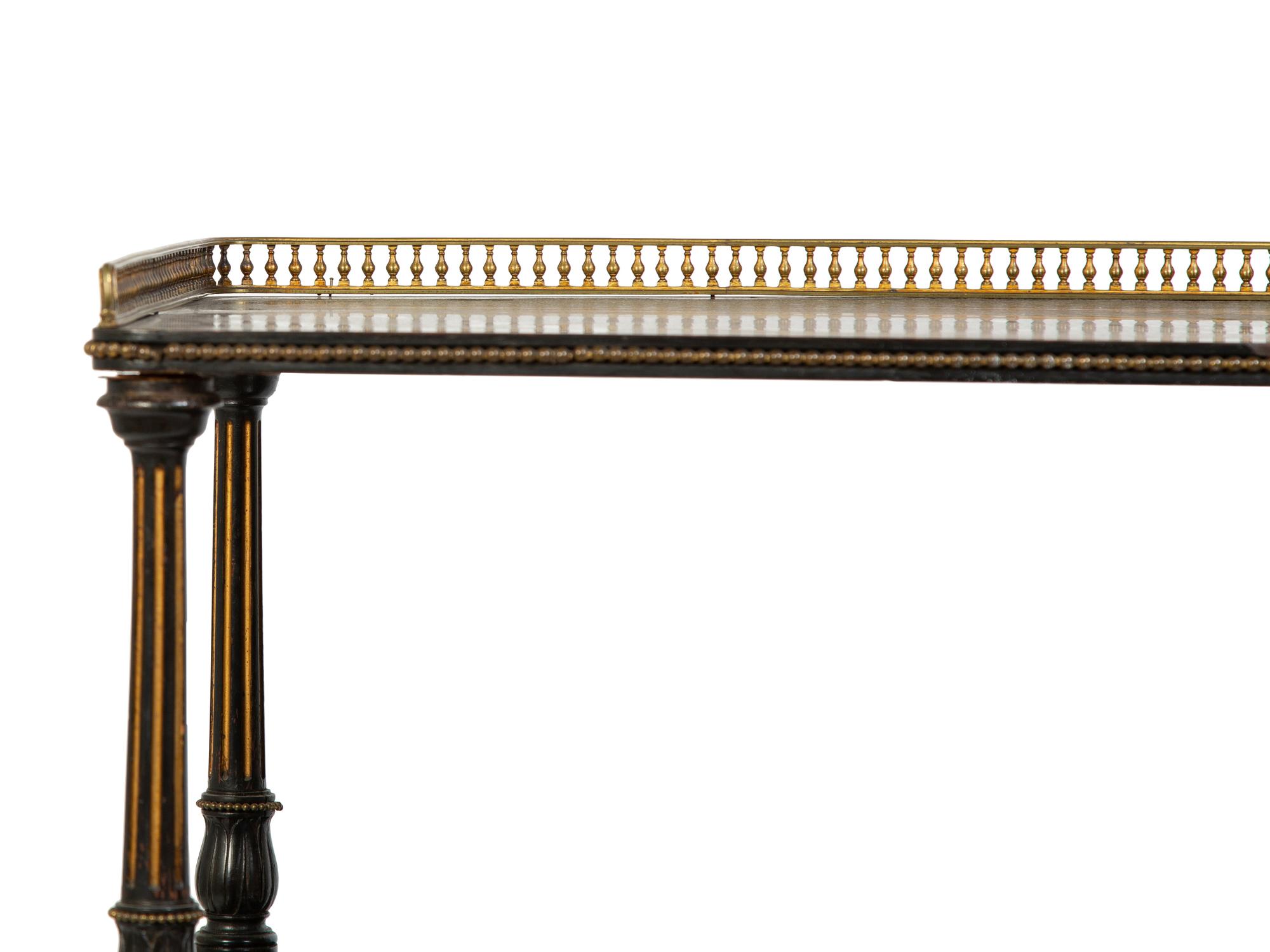 A Regency Style Coromandel Three Tier Tea Cart with Brass Gallery — 19TH CENTURY