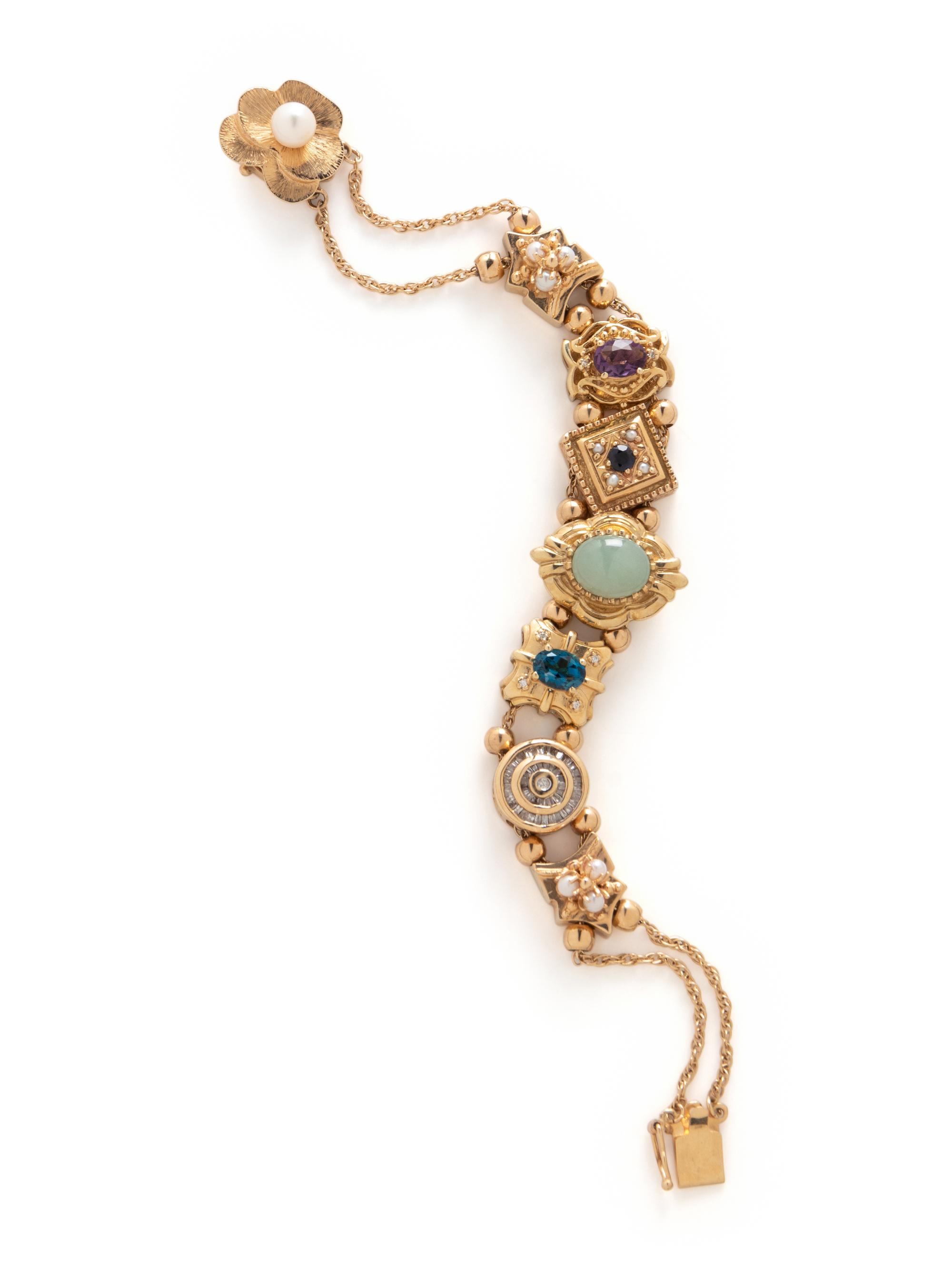 YELLOW GOLD CHARM SLIDE BRACELET
