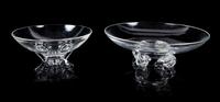 Steuben, a group of two table articles, comprising a dish and a centerpiece