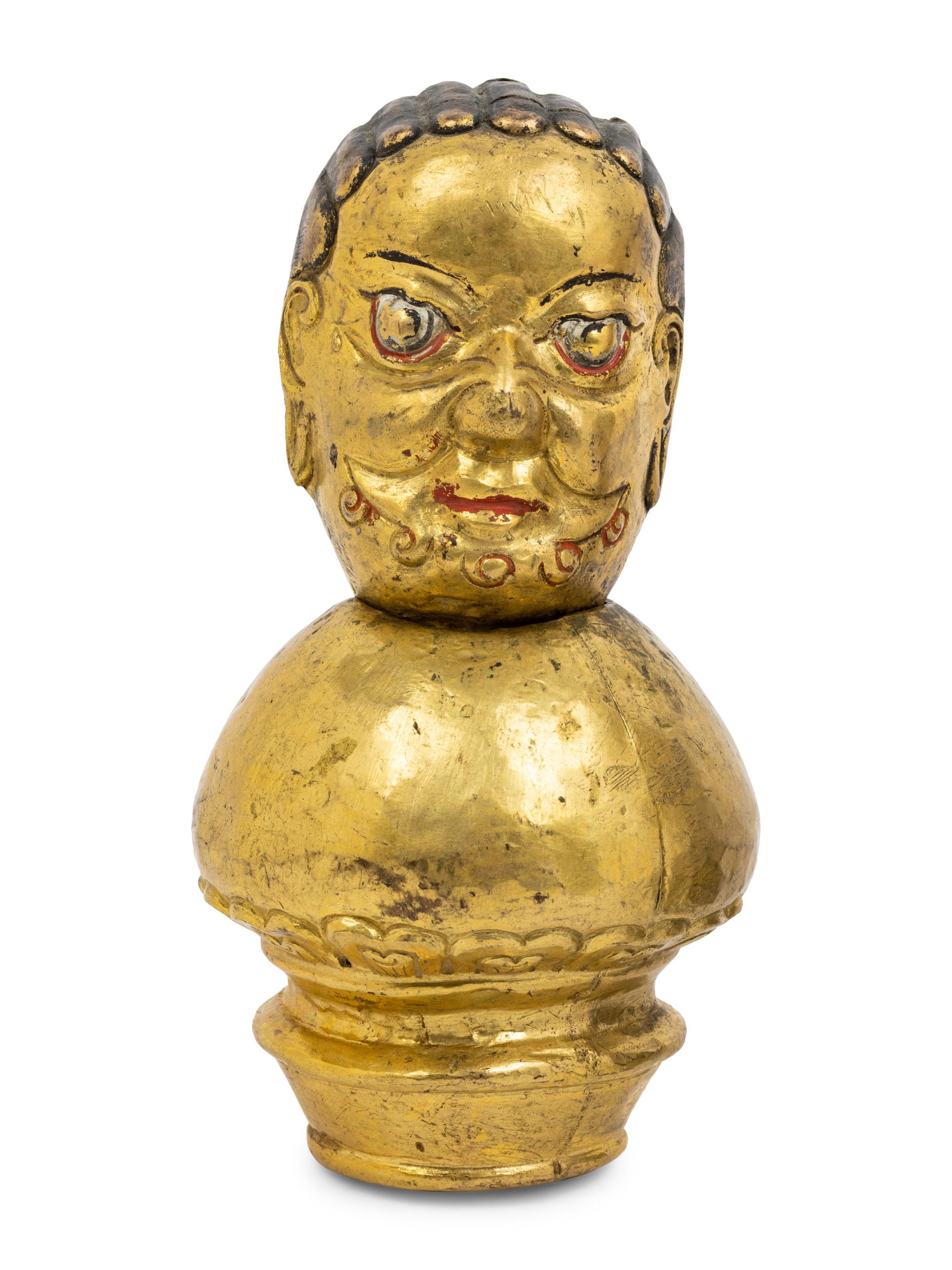 A Tibetan Gilt Bronze Repoussé Vajrapani Panel