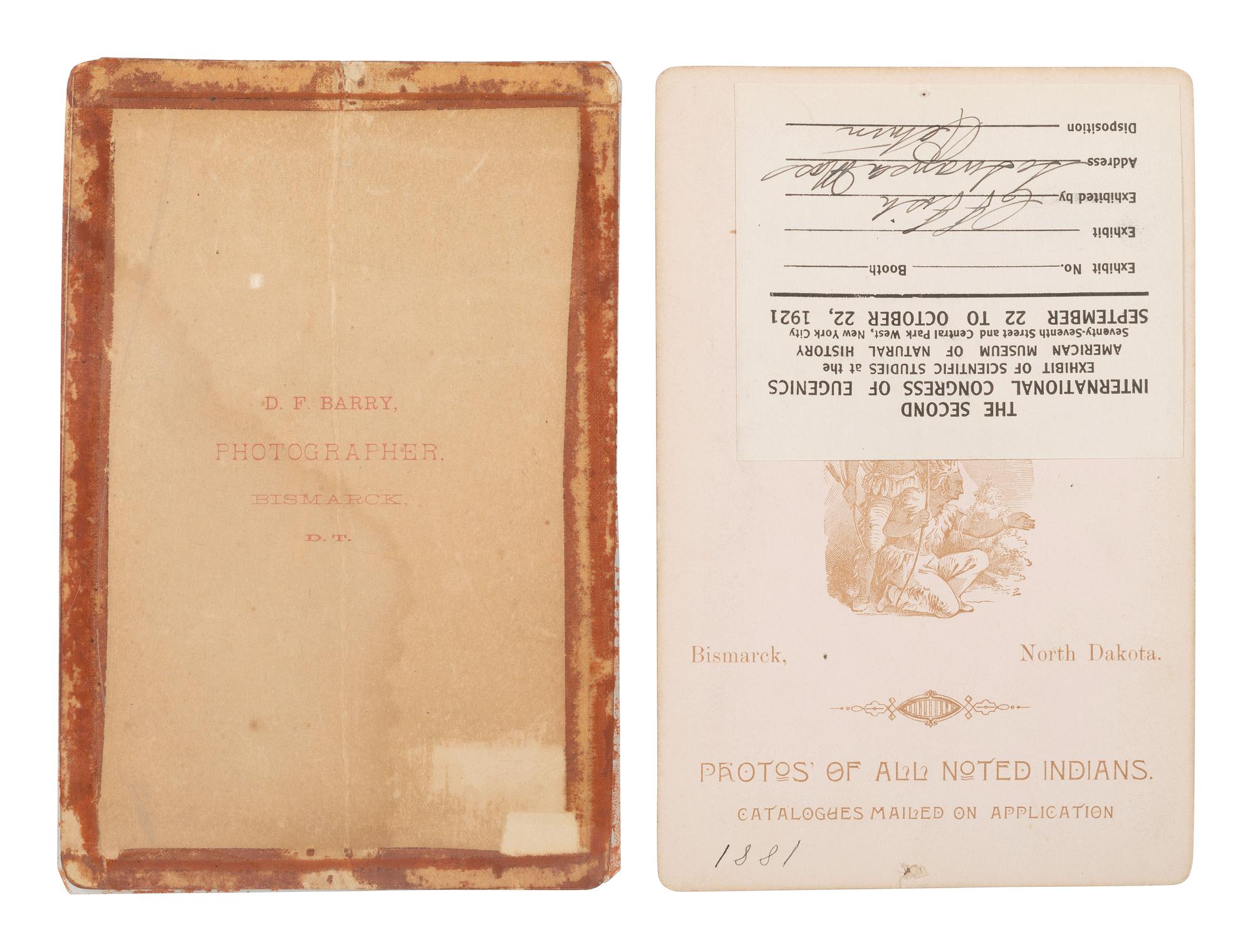 BARRY, David F. (1854-1934), photographer. Two cabinet cards of Sitting Bull's camp. Bismarck, Dakota Territory, 1880s.
