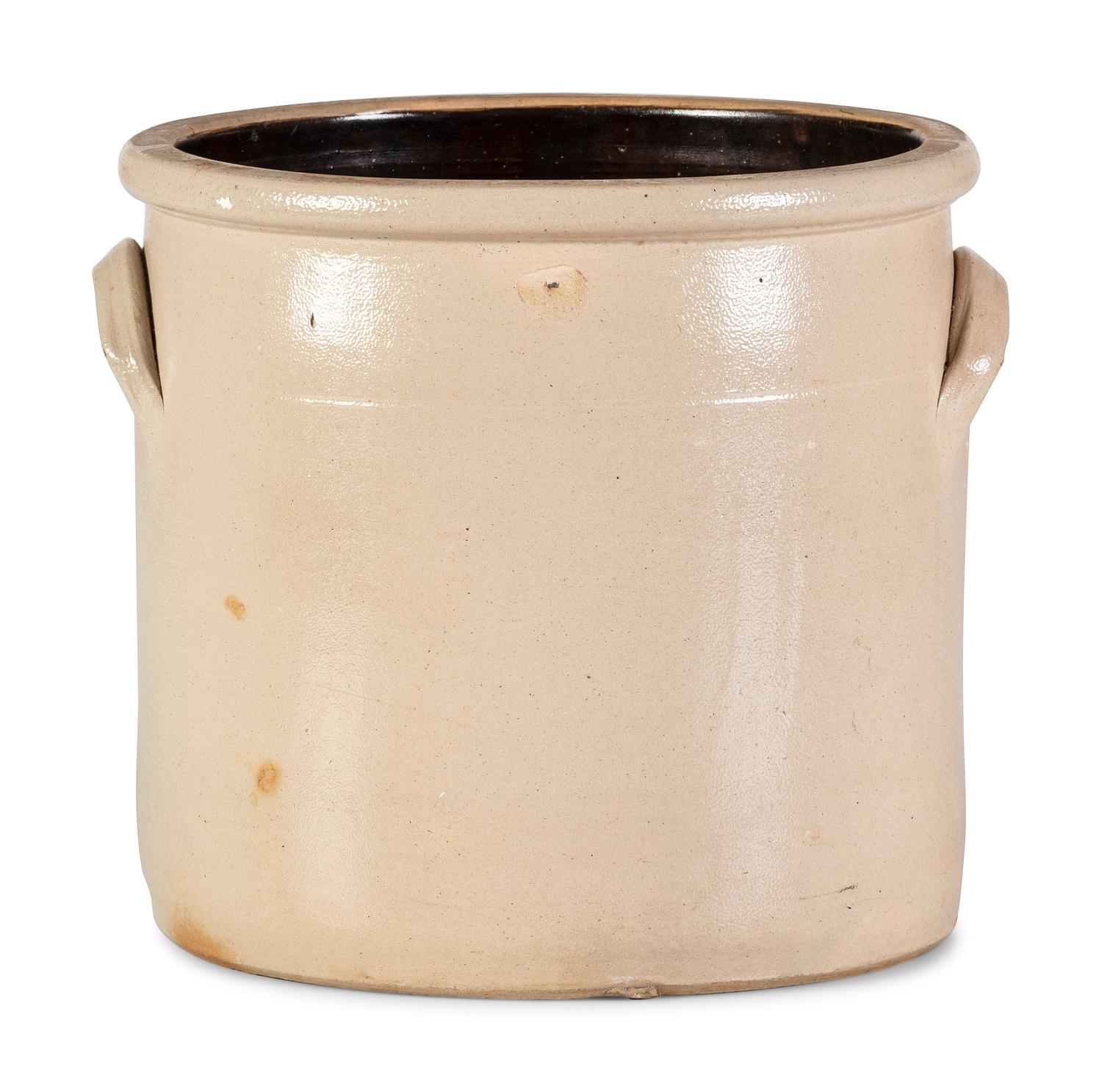 A Cobalt Decorated Stoneware 3-Gallon Quail and Flower Crock