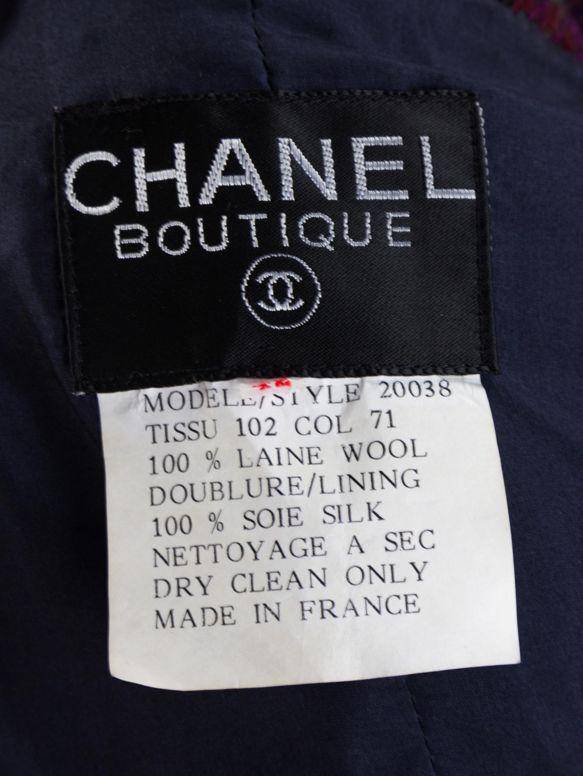 A Chanel Multicolor Wool Textured Jacket and Skirt Suit, Size 42.