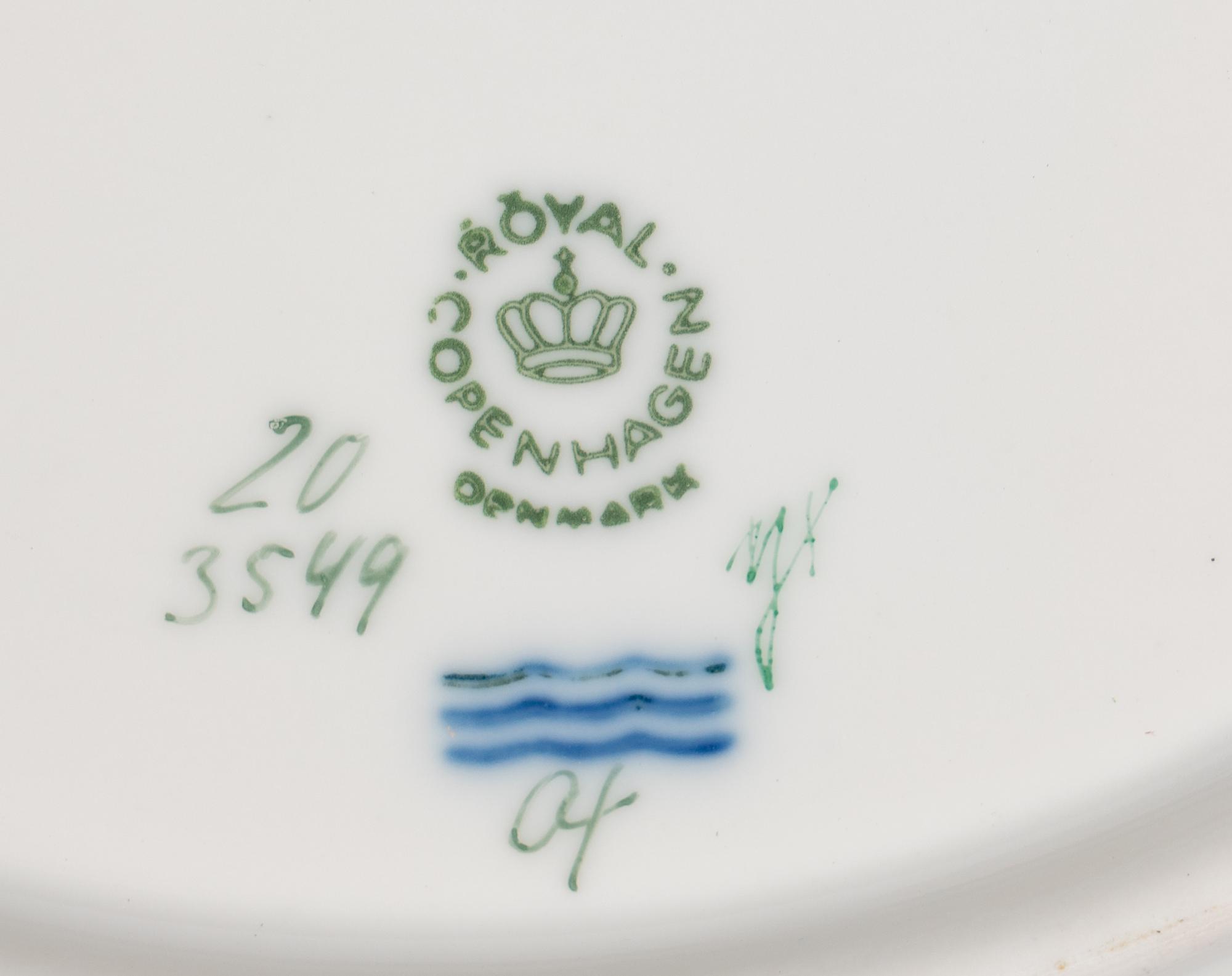 A Set of Twelve Royal Copenhagen Flora Danica Porcelain Dinner Plates