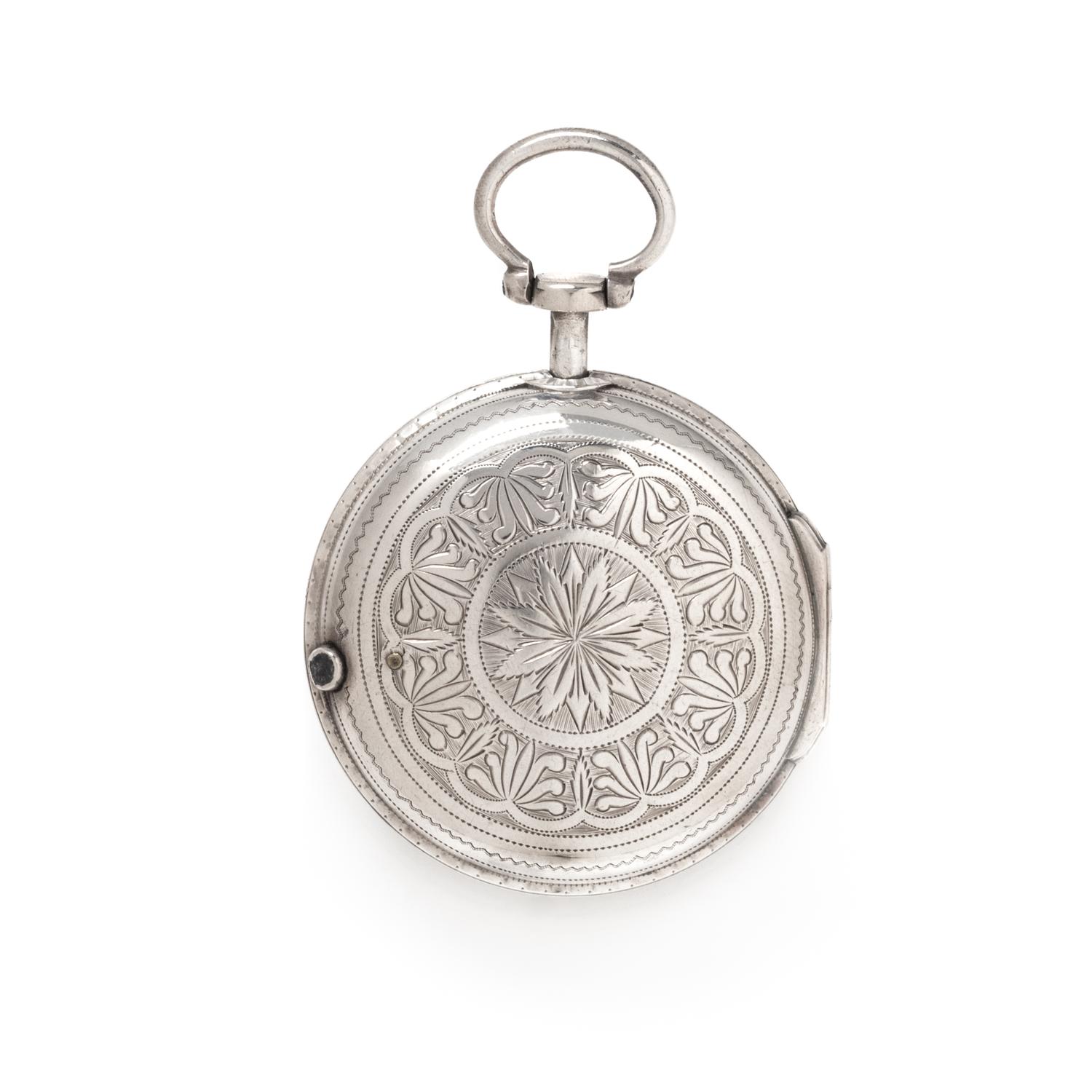 BRITISH, STERLING SILVER OPEN FACE POCKET WATCH