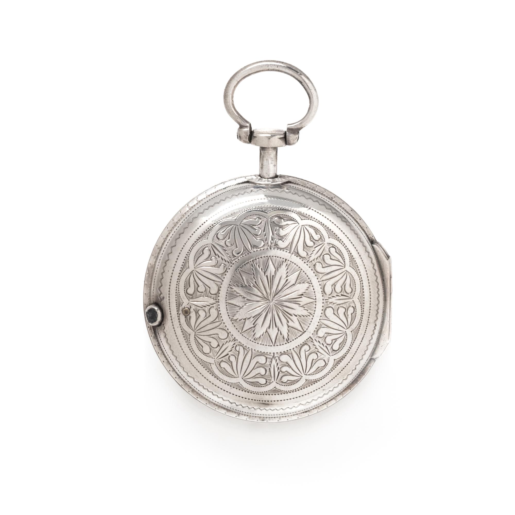 BRITISH, STERLING SILVER OPEN FACE POCKET WATCH