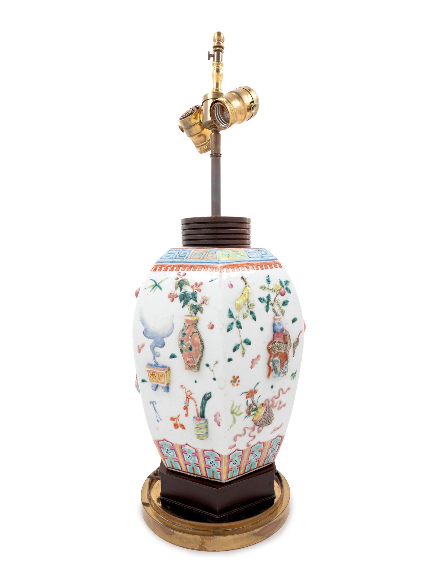 A Famille Rose Porcelain 'Hundred Antiques' Vase