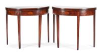 A Pair of George III Mahogany Game Tables Height 30 1/2 x width 35 1/2 x depth 18 inches. — EARLY 19TH CENTURY