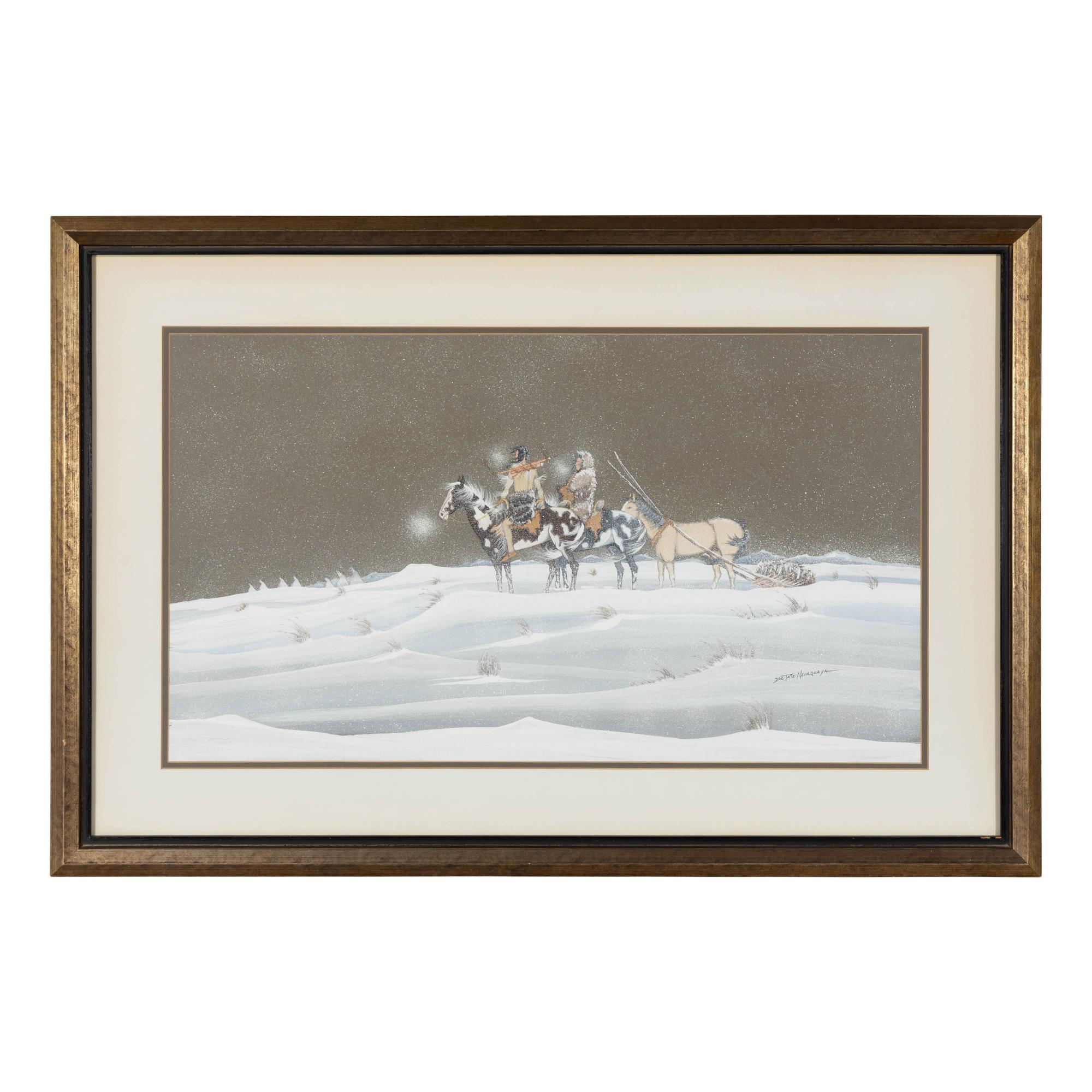 Doc Tate Nevaquaya (Comanche, 1932-1996) — untitled, moving camp in winter