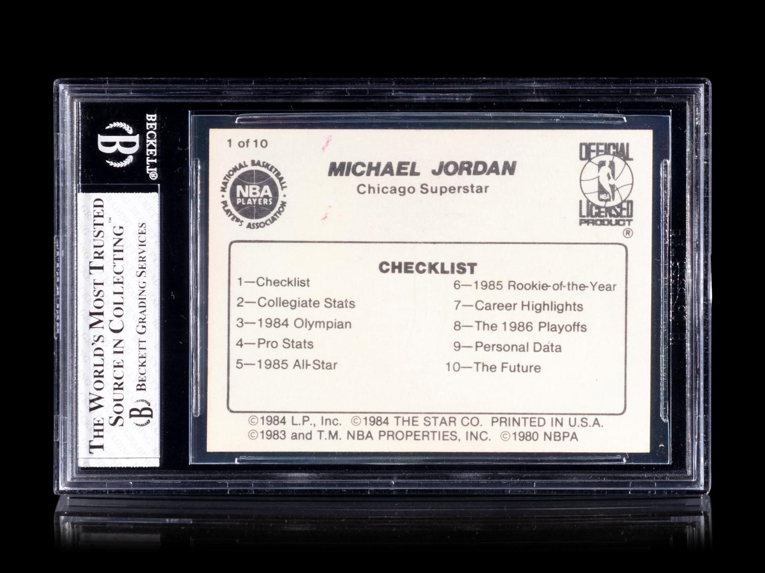 A 1986 Star Michael Jordan Set Break Basketball Card No. 1 Checklist BGS 6.5 EX-MT+