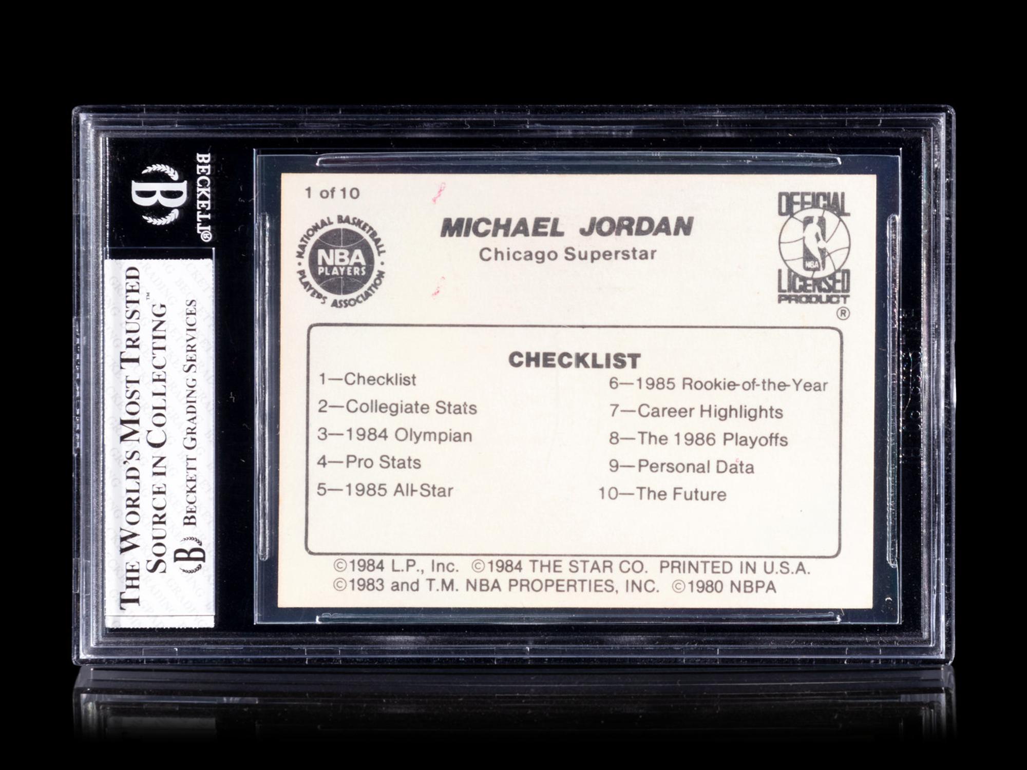 A 1986 Star Michael Jordan Set Break Basketball Card No. 1 Checklist BGS 6.5 EX-MT+
