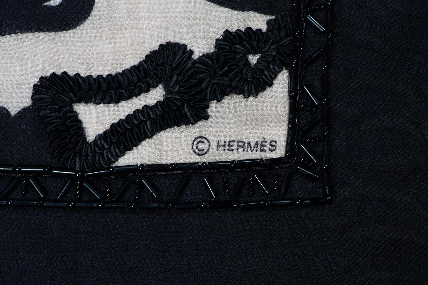 Hermès 140cm Embellished Cashmere Scarf, 2006