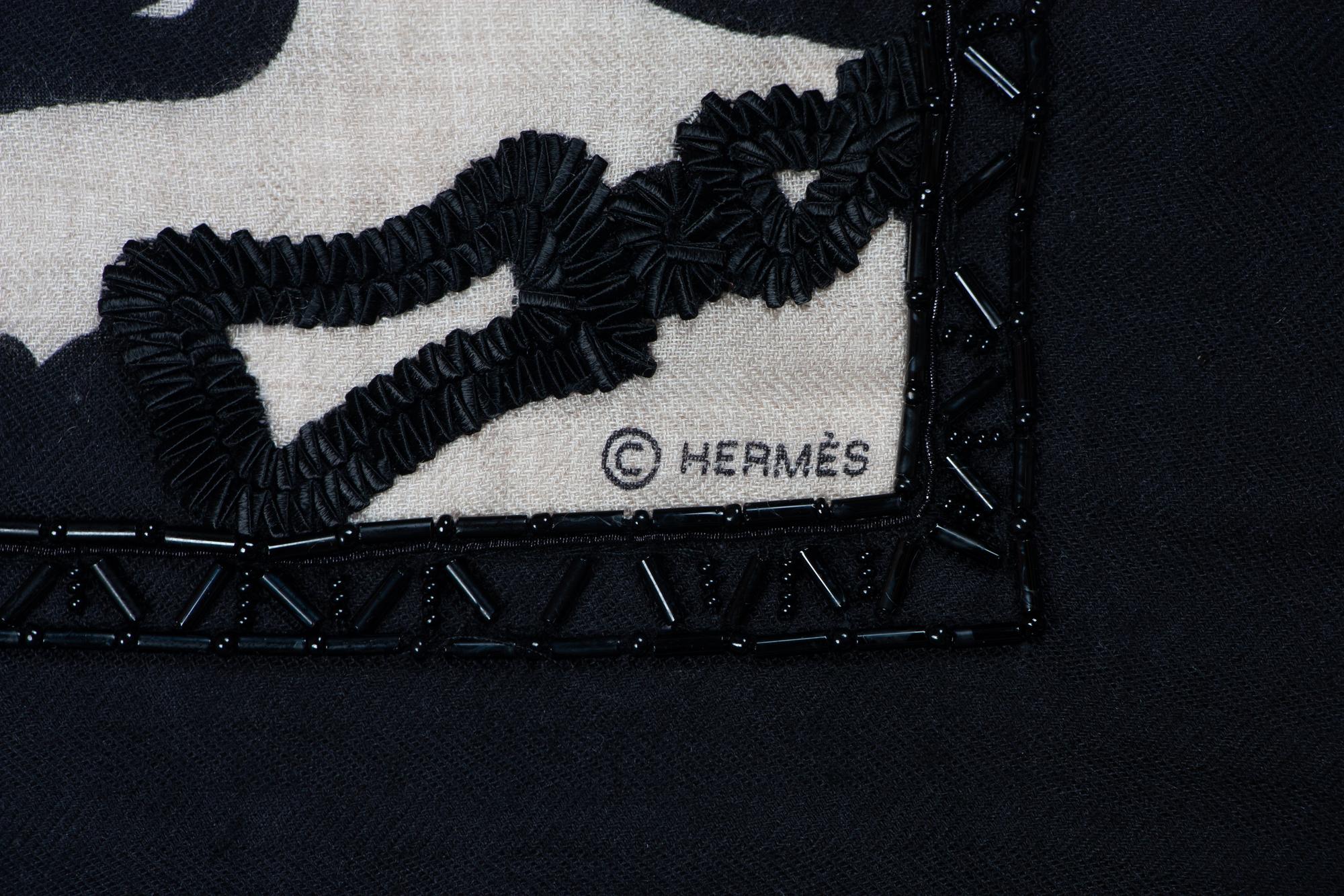 Hermès 140cm Embellished Cashmere Scarf, 2006