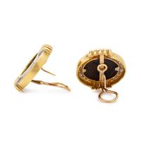 YELLOW GOLD, COIN AND DIAMOND EARCLIPS