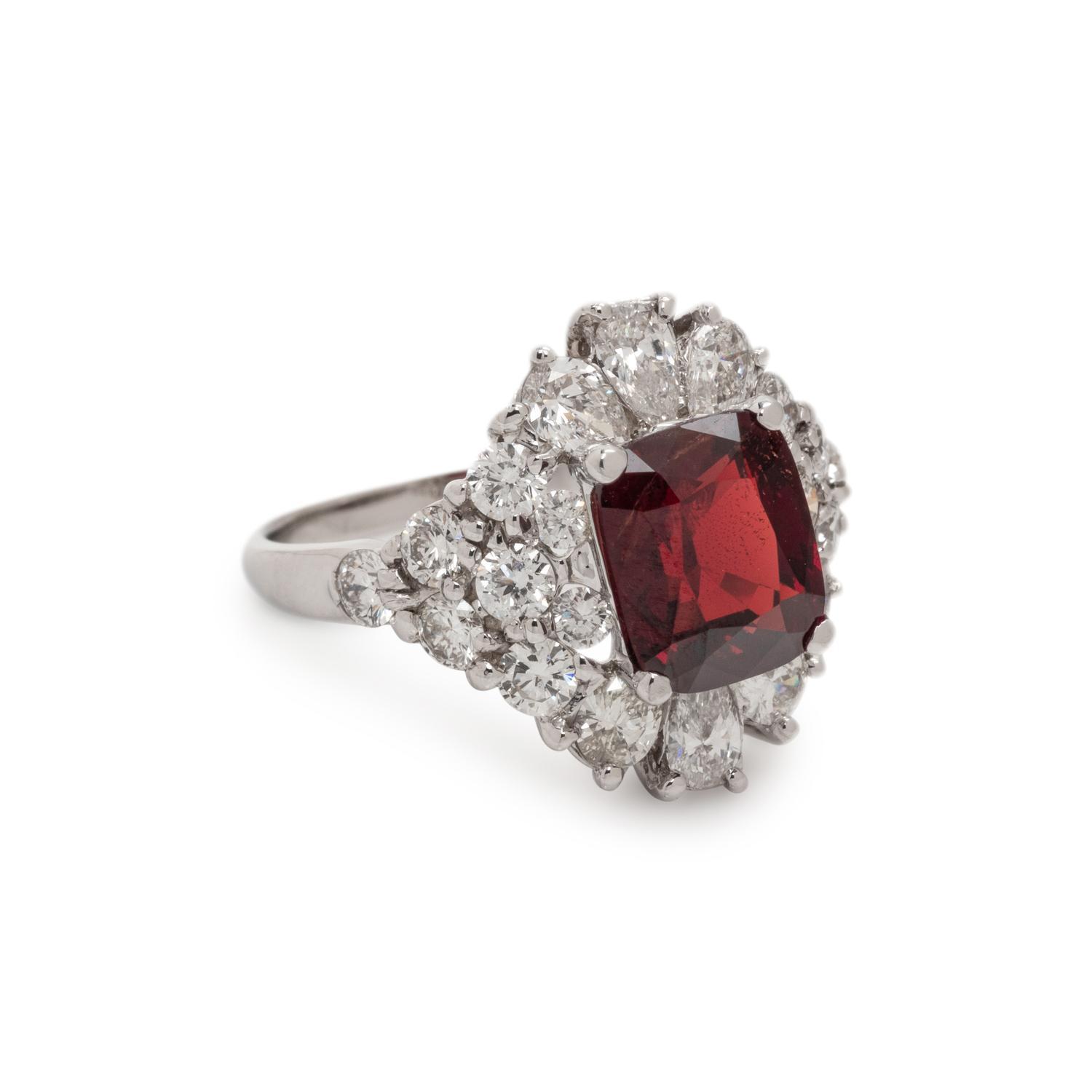 SPINEL AND DIAMOND RING
