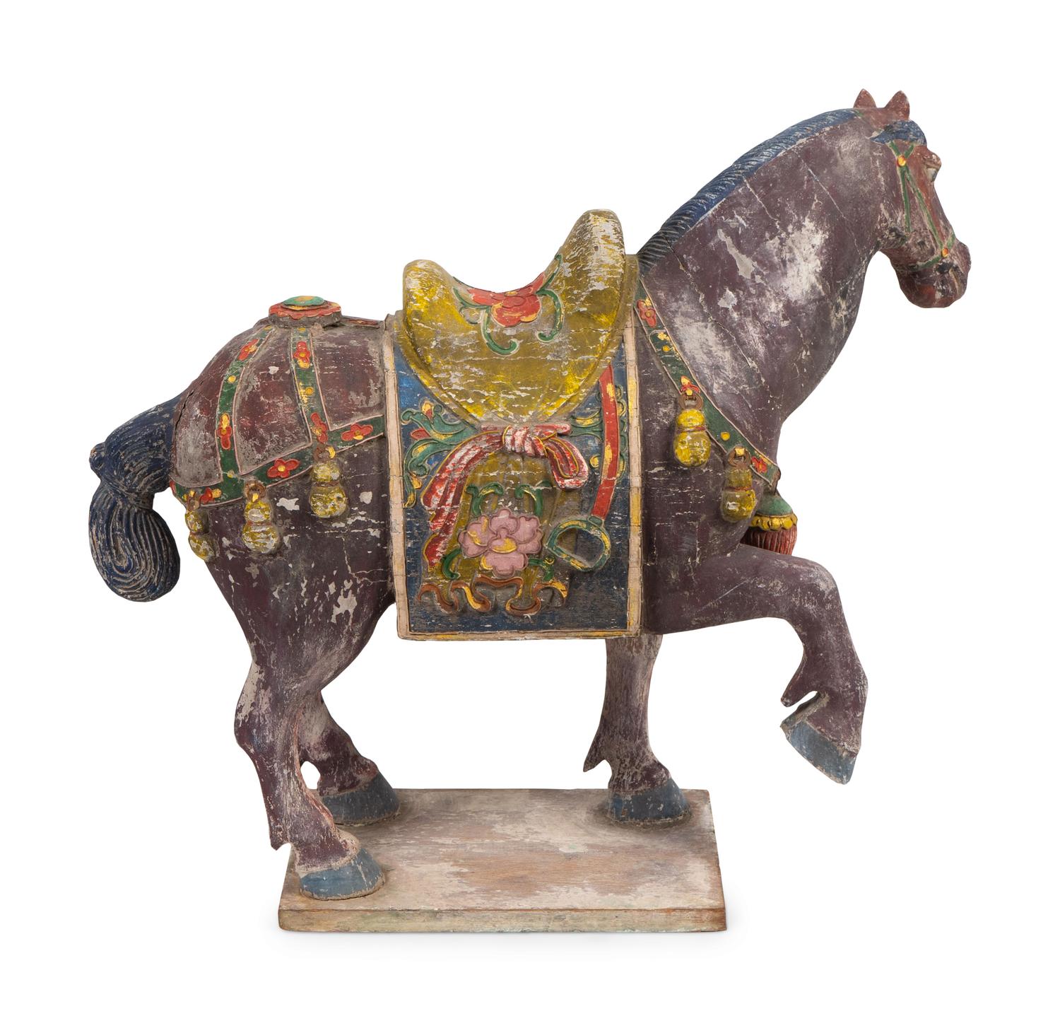 A Chinese Tang Style Polychrome Wood Horse — 20TH CENTURY