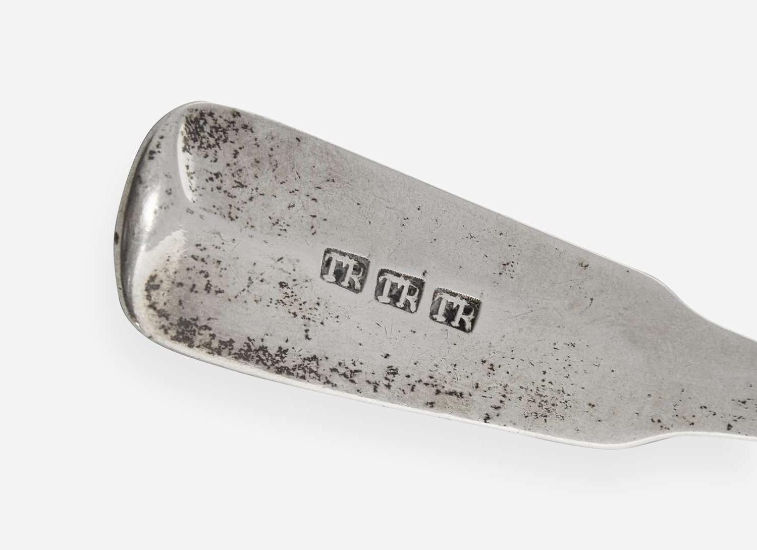 A group of four coin silver fish knives / slices, various makers, early 19th century