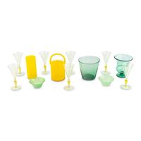 A Collection of Green and Yellow Glass Articles