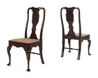 A Pair of Queen Anne Walnut Side Chairs