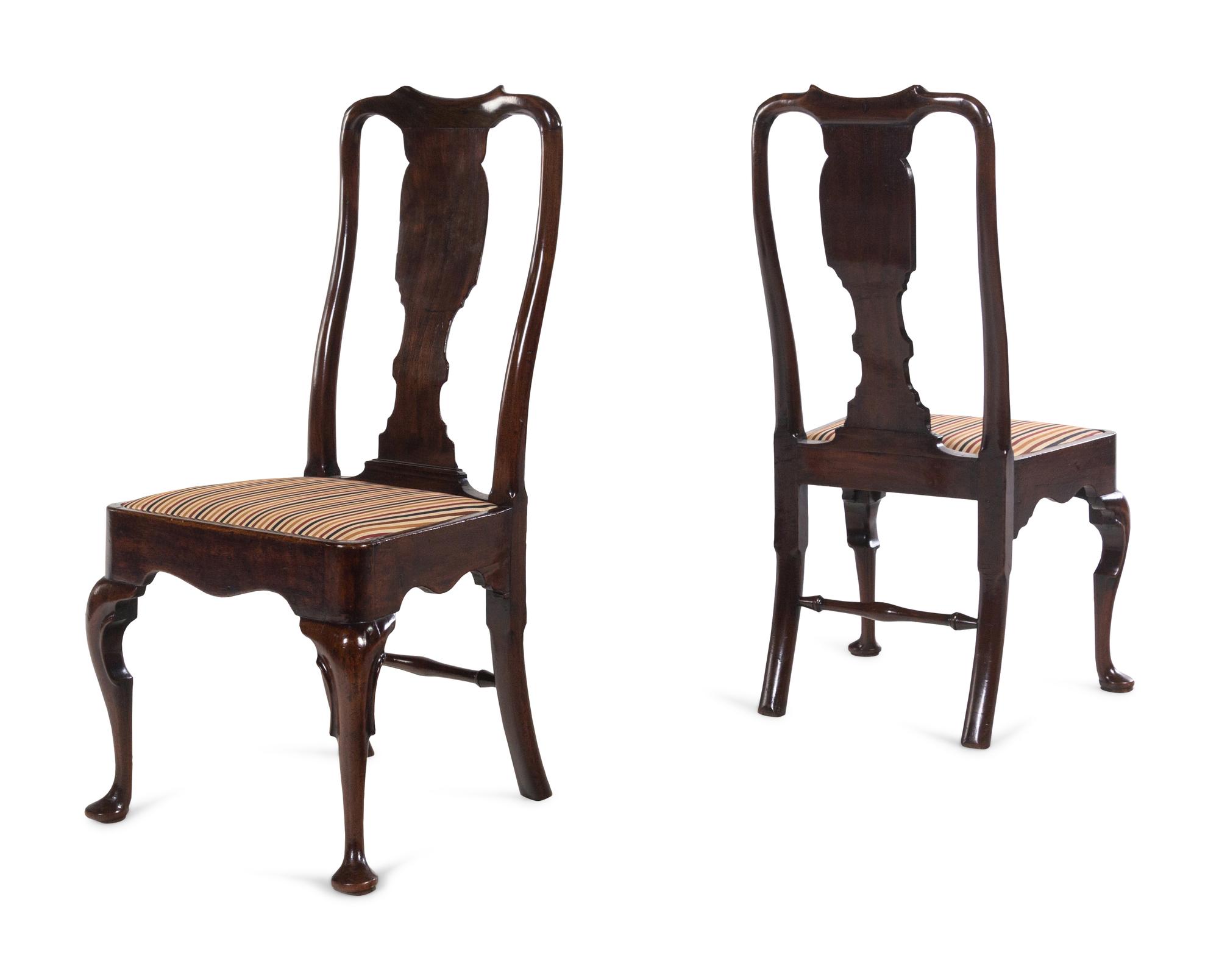 A Pair of Queen Anne Walnut Side Chairs