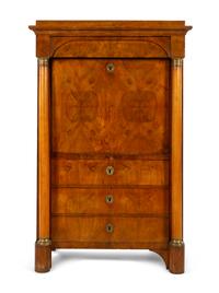 A Biedermeier Burl Veneer Secrétaire à Abattant