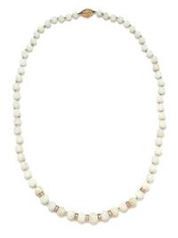 OPAL AND DIAMOND BEAD NECKLACE