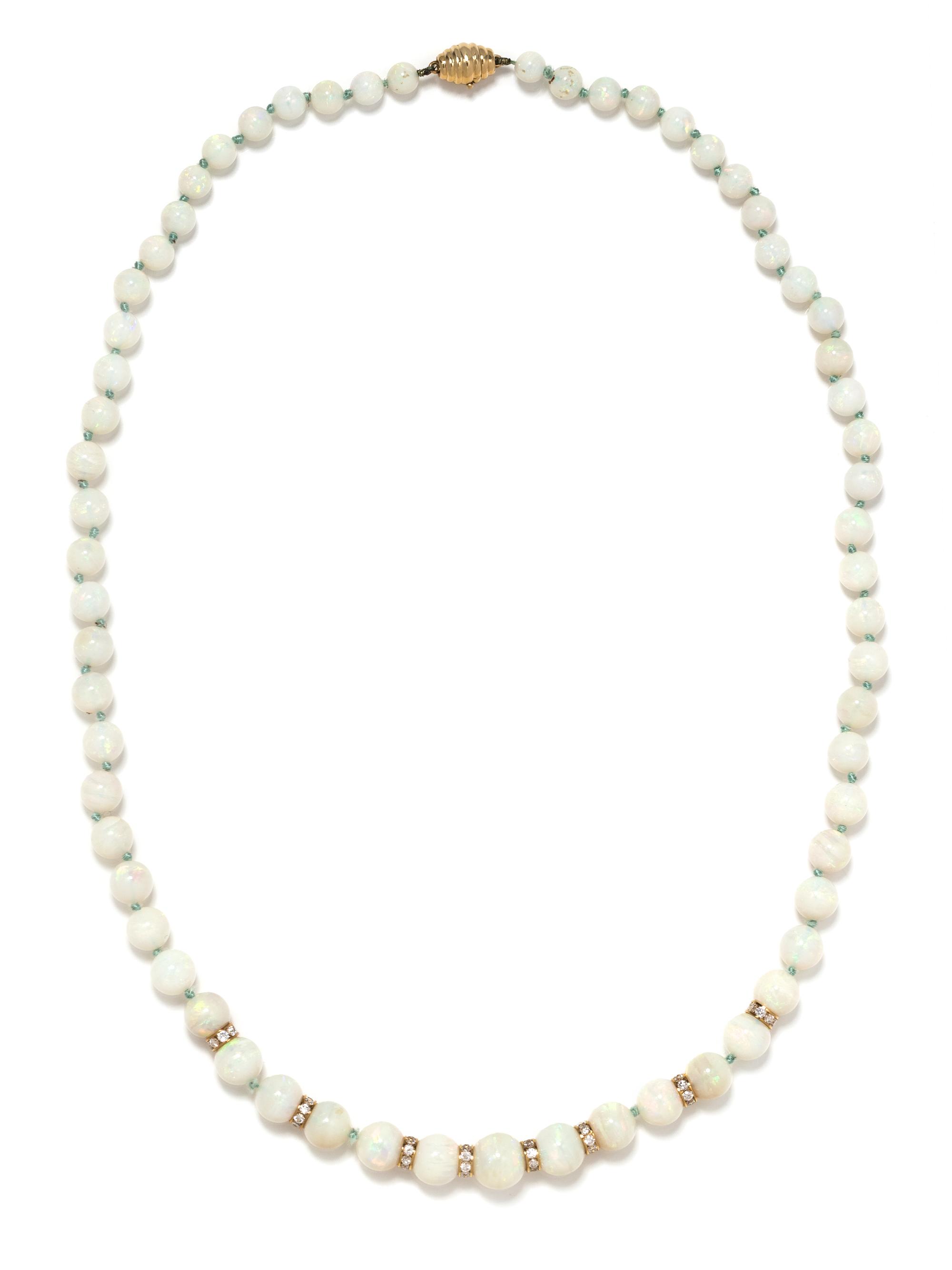 OPAL AND DIAMOND BEAD NECKLACE