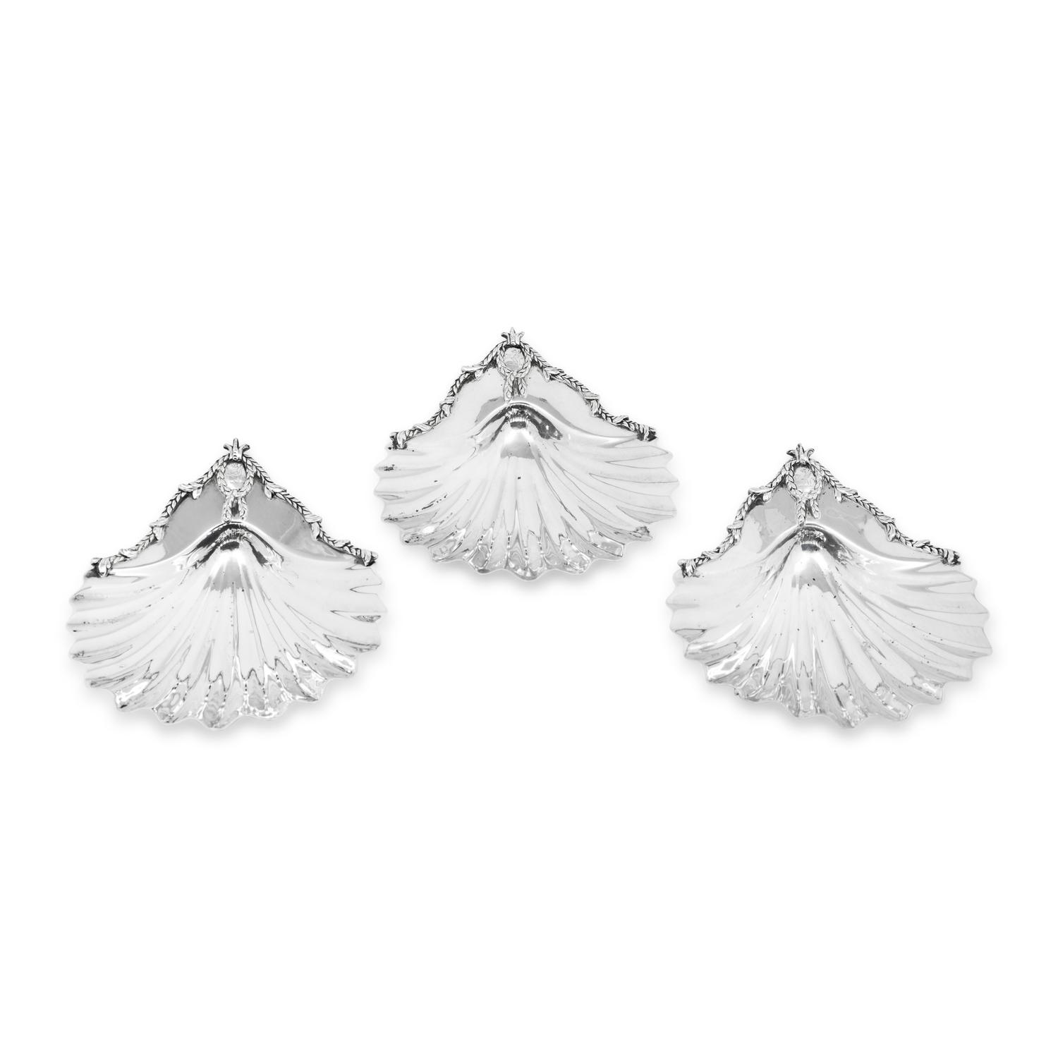 A Set of Three George III Silver Scallop-Form Dishes