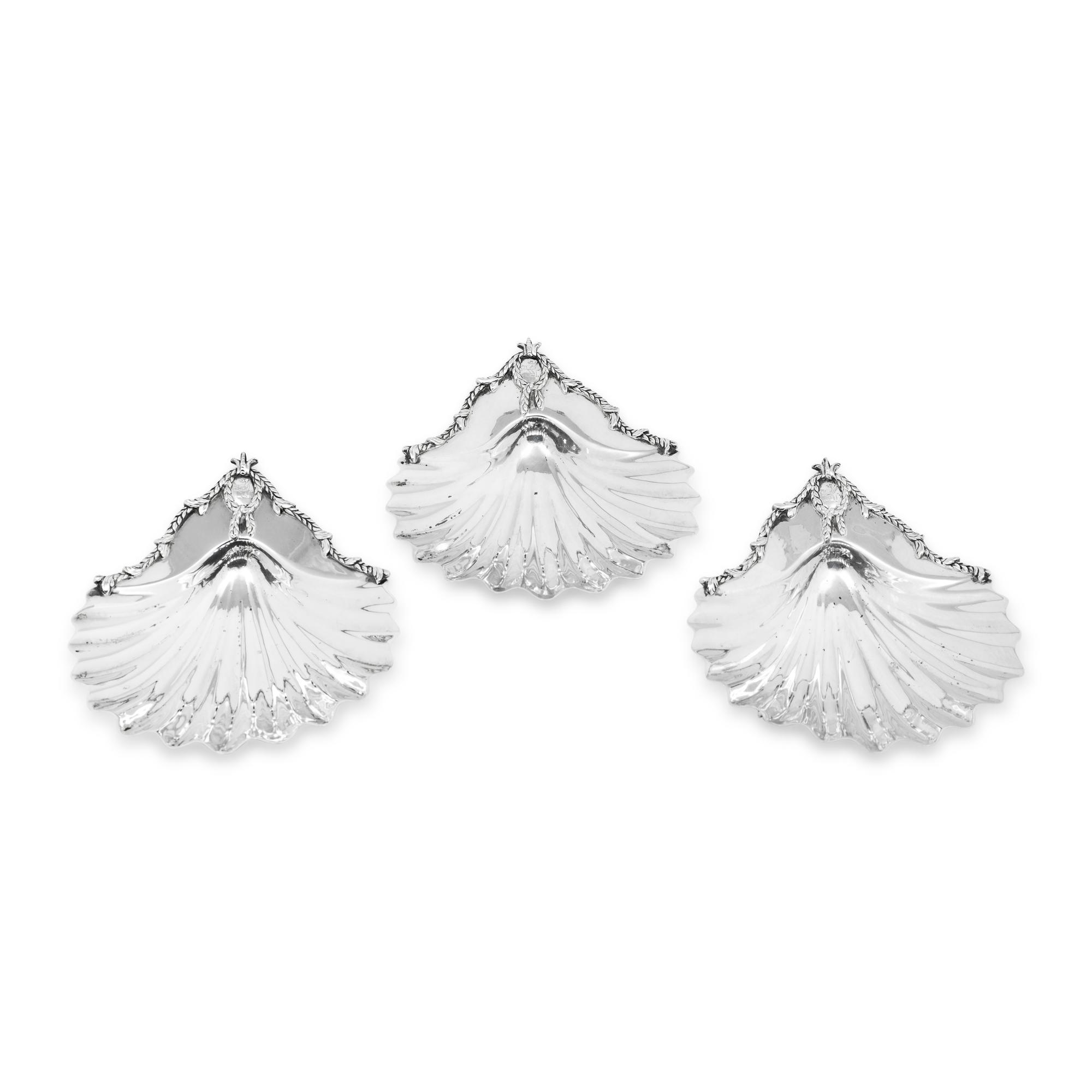 A Set of Three George III Silver Scallop-Form Dishes