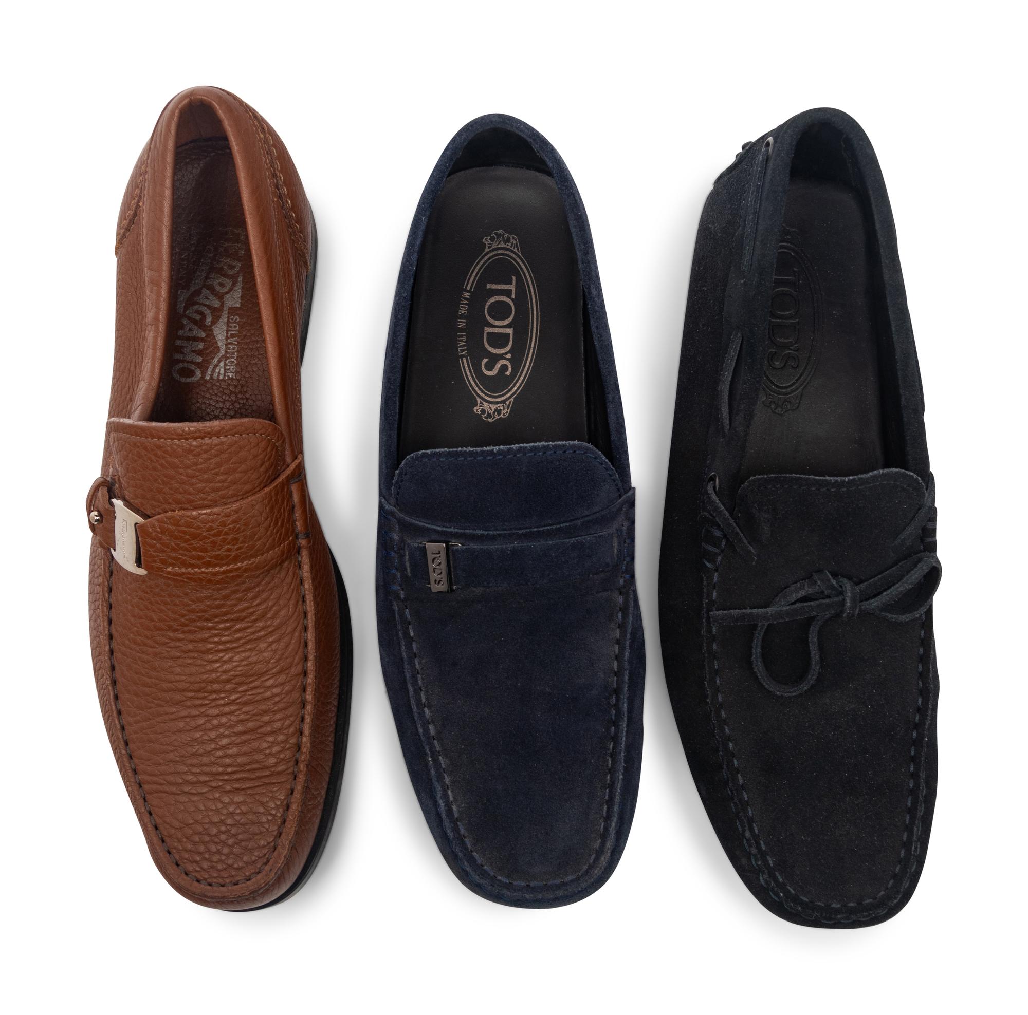 THREE PAIRS OF MEN'S SHOES BY SALVATORE FERRAGAMO AND TOD'S