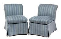 A Pair of Upholstered Slipper Chairs Height 32 inches. — 20TH CENTURY