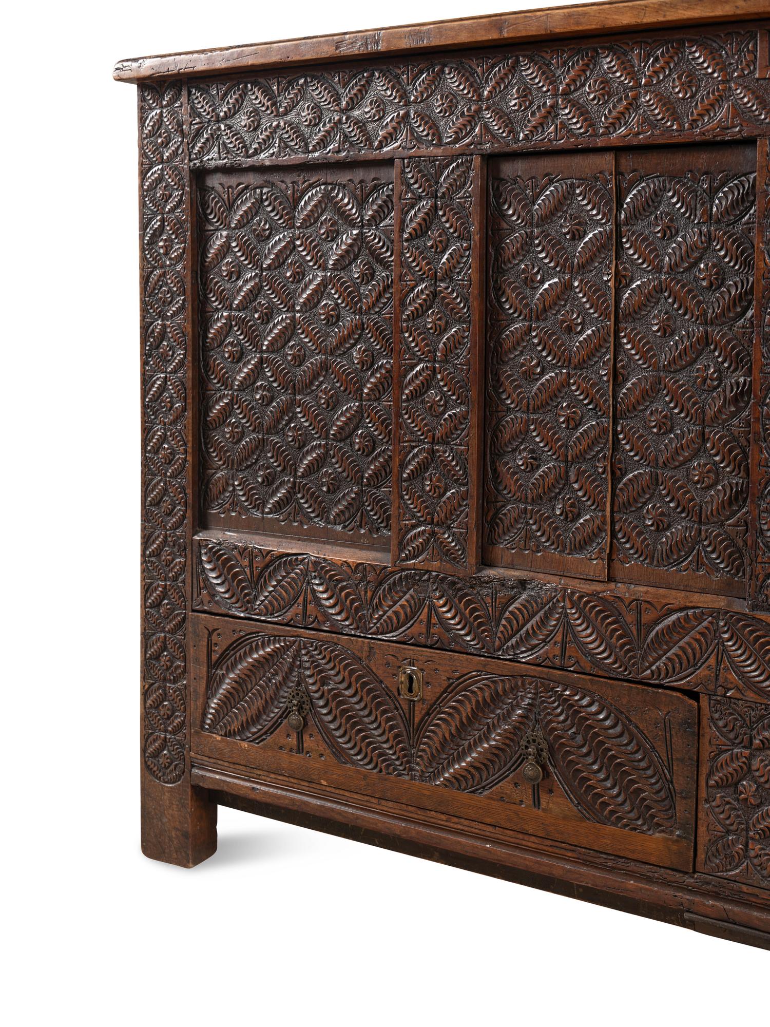 A Charles II Carved Oak Coffer