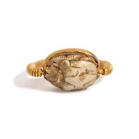 An Egyptian Gold and Steatite Scarab Swivel Ring