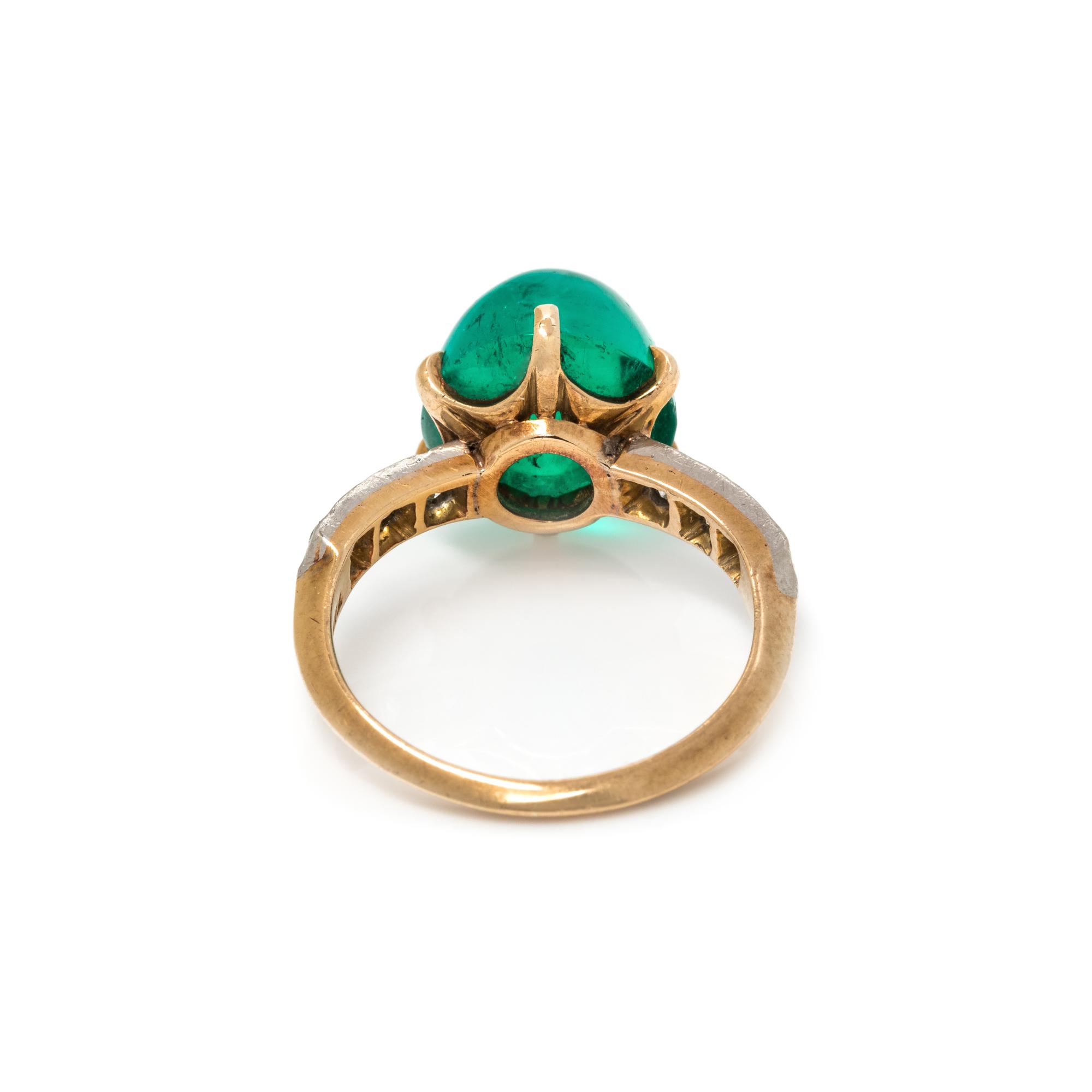 TIFFANY & CO., ANTIQUE, COLOMBIAN EMERALD AND DIAMOND RING