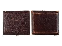 [EARLY PHOTOGRAPHY]. A group of 2 sixth plate daguerreotypes of men smoking and drinking.