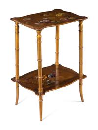 A Gilt and Polychrome Decorated End Table