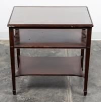 A Pair of Regency Style Mahogany Side Tables Height 25 1/4 x width 24 1/2 x depth 15 3/4 inches.