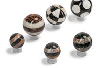 A Set of Twelve Grand Tour Style Marble Spherical Ornaments