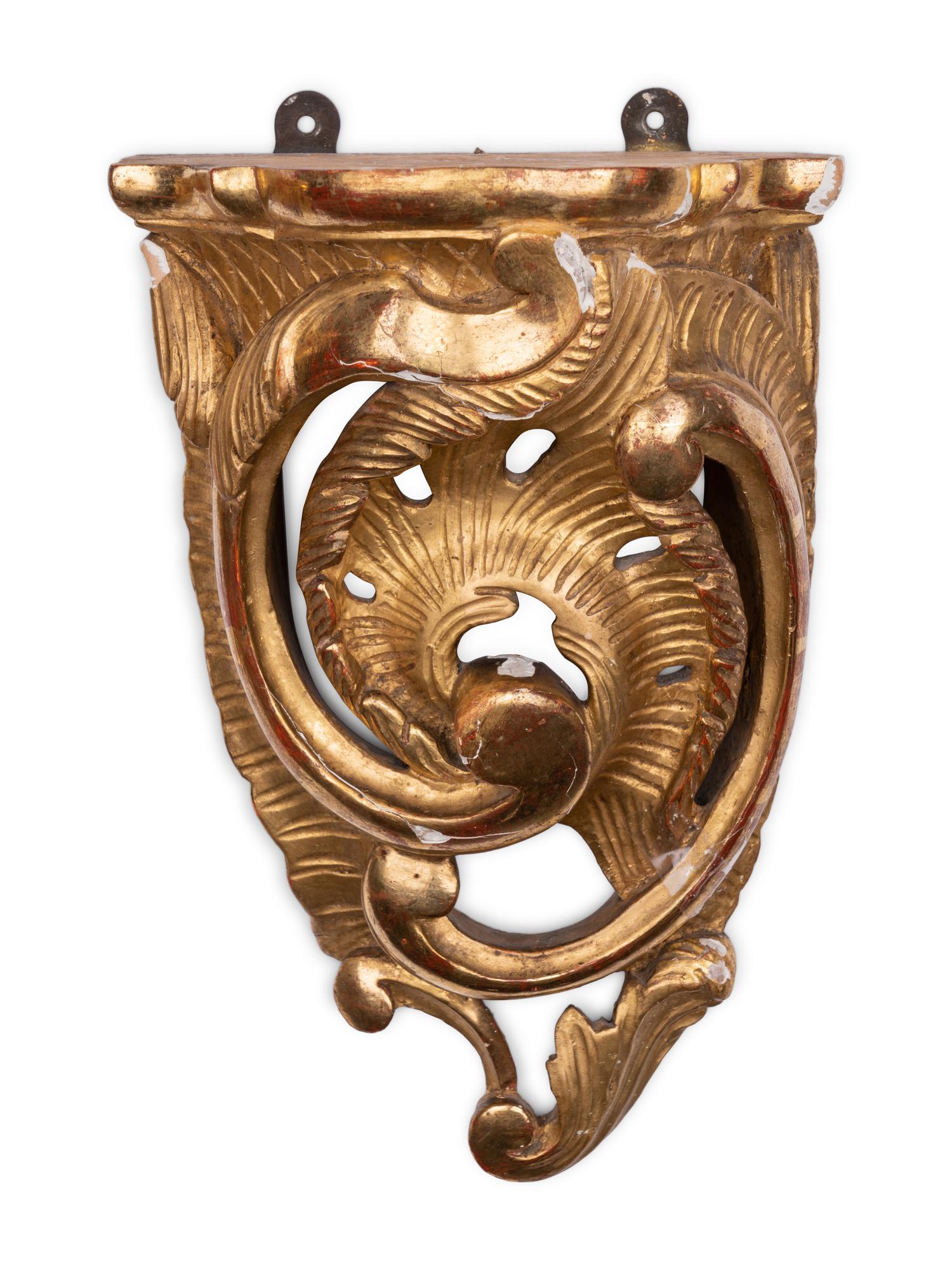 A Pair of Northern European Giltwood Wall Brackets