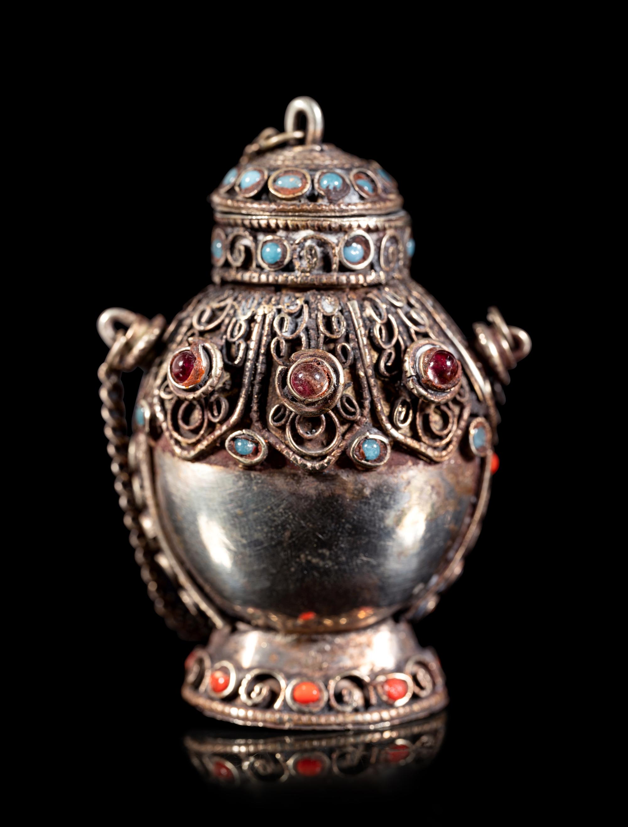 Three Tibetan Silver Snuff Bottles