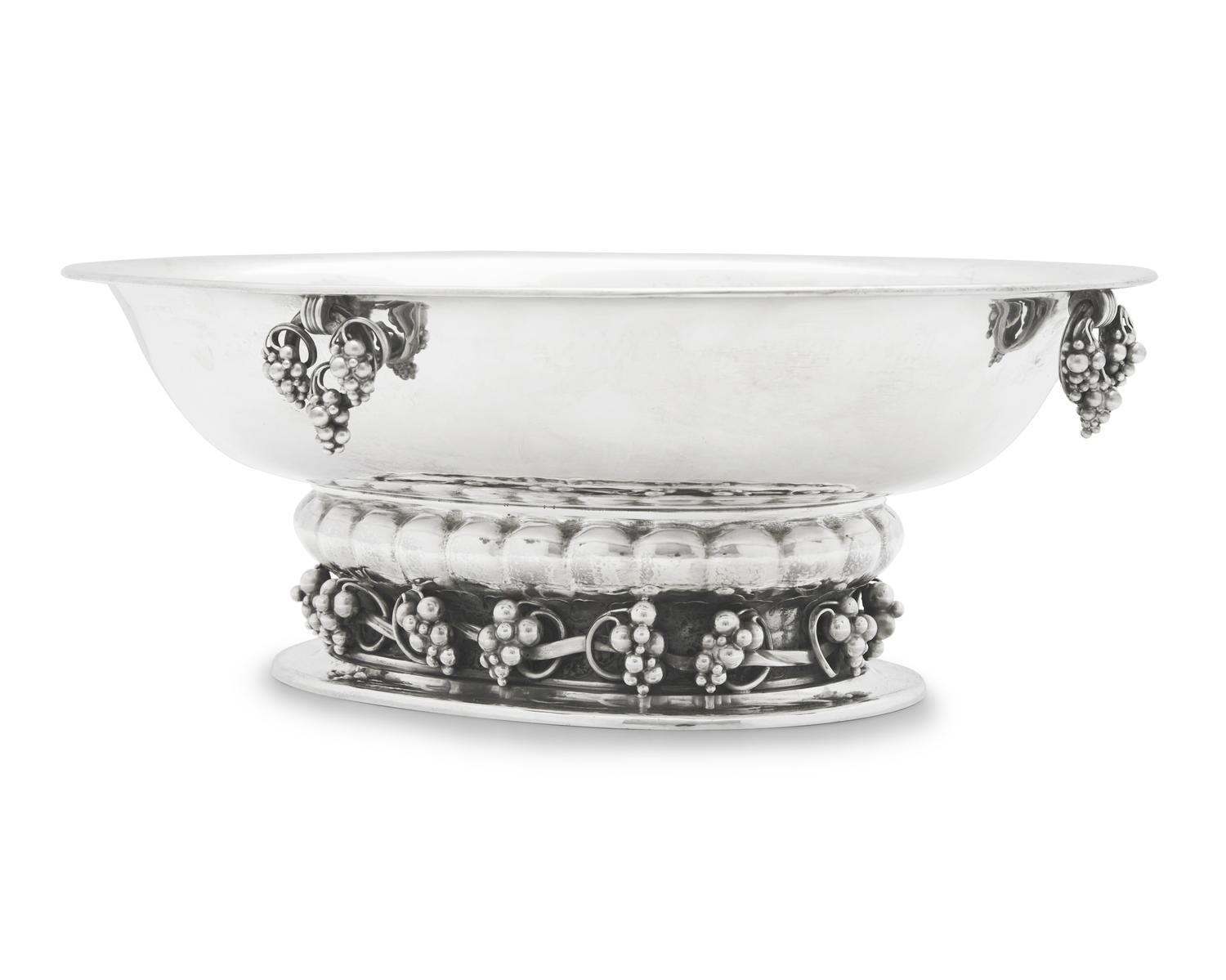 A Georg Jensen Silver Grapevine Centerpiece Bowl