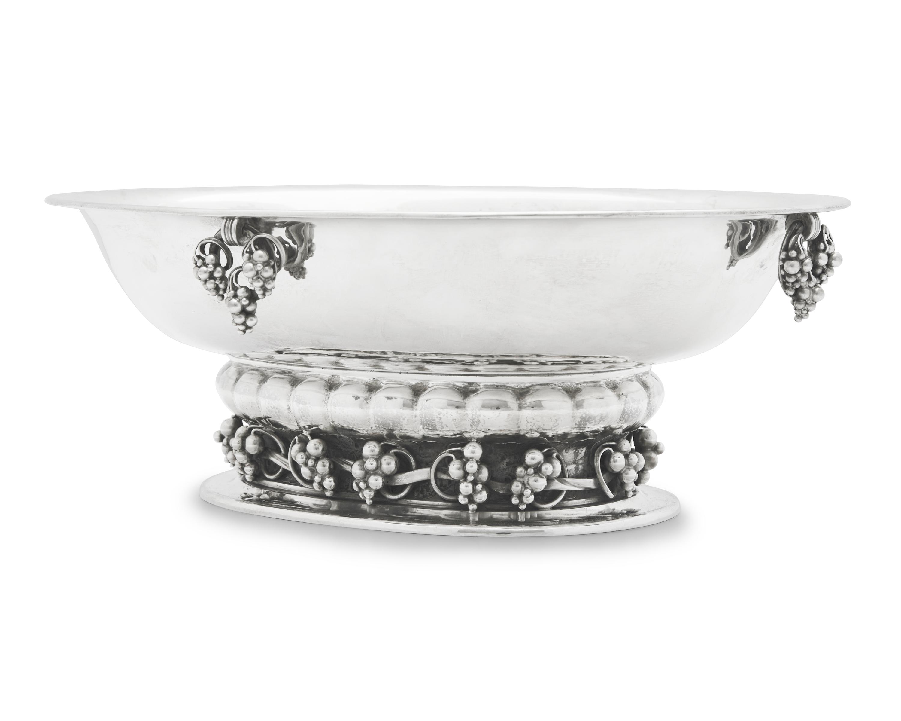 A Georg Jensen Silver Grapevine Centerpiece Bowl