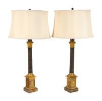 A Pair of Charles X Gilt and Patinated Bronze Candelabra Bases